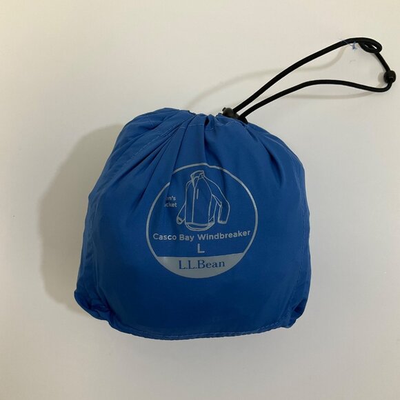 LL Bean Blue Mens Large Zip-Up Windbreak Rain Jacket Outdoor Active Hooded - Picture 9 of 15